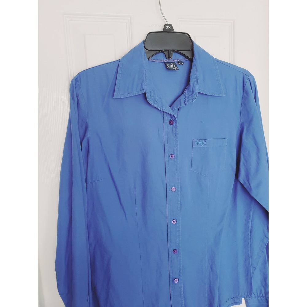 Vtg Western Cruel Girl Button Down Blue Long Sleeve Work Shirt M